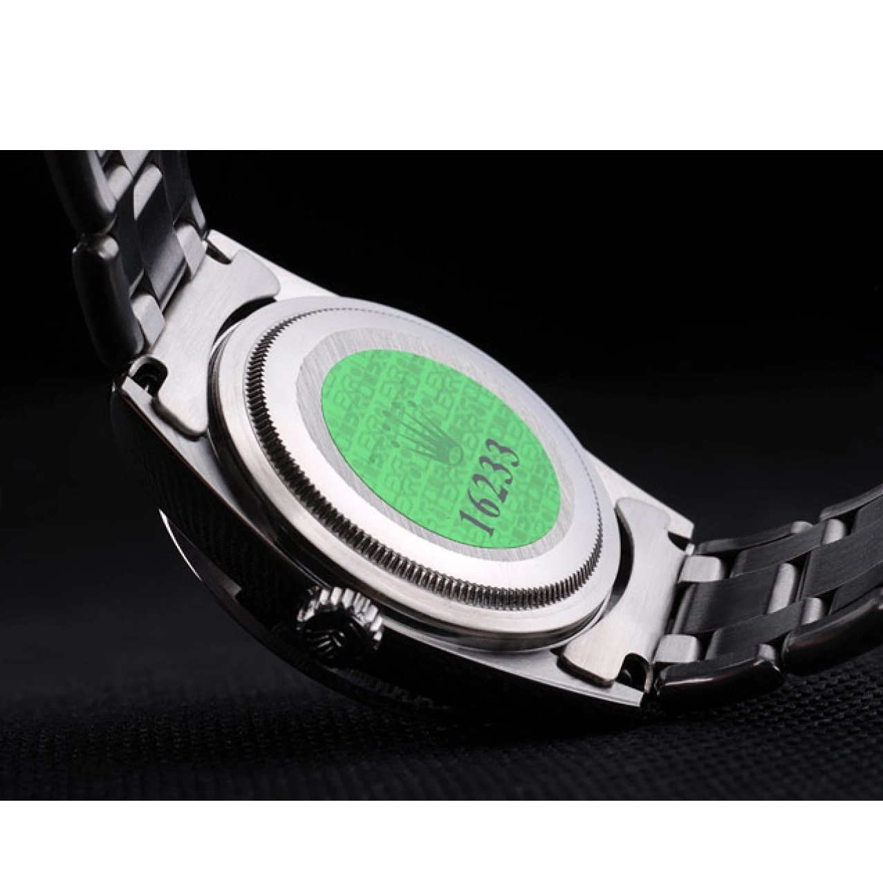 AAA Replica Watches Steel Black DateJust Rolex Bracelet Bezel Stainless Dial Diamond 0721